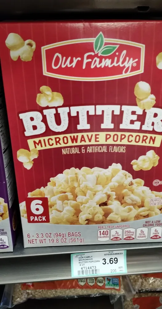 Butter microwave popping corn, butter