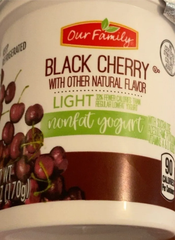 Light black cherry nonfat yogurt