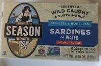 Season skinless and boneless sardines in water