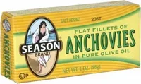 Flat fillets of anchovies in pure olive oil