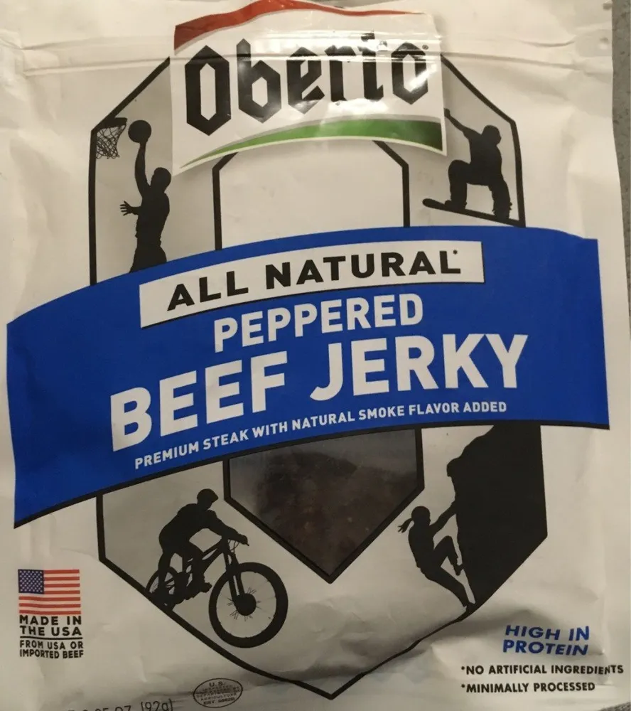 Peppered beef jerky, peppered