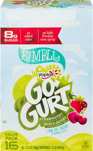 Simply go-gurt strawberry and mixed berry low