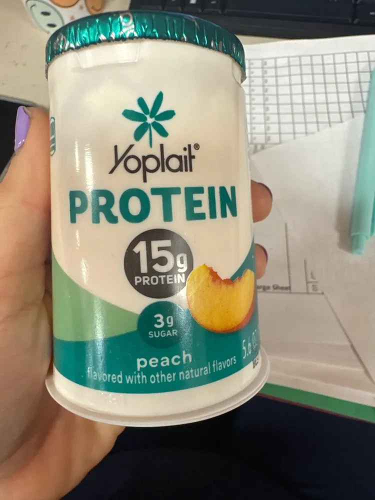 Protein peach flavored yogurt