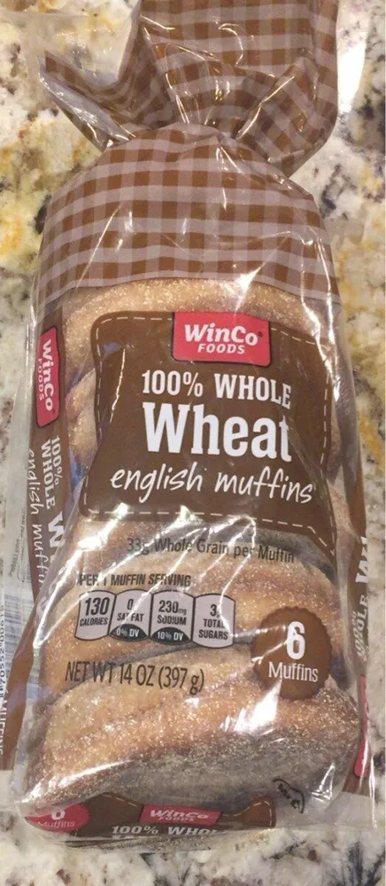 100% Whole Wheat english muffins
