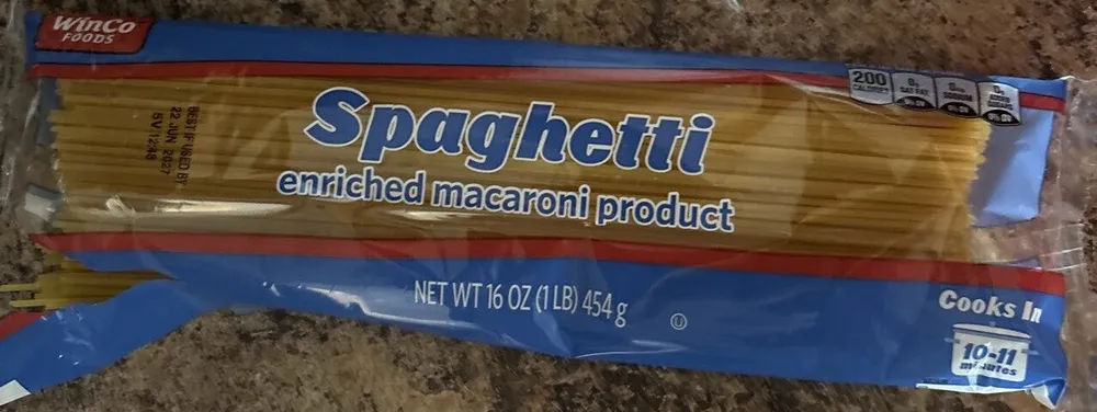 Spaghetti enriched macaroni product