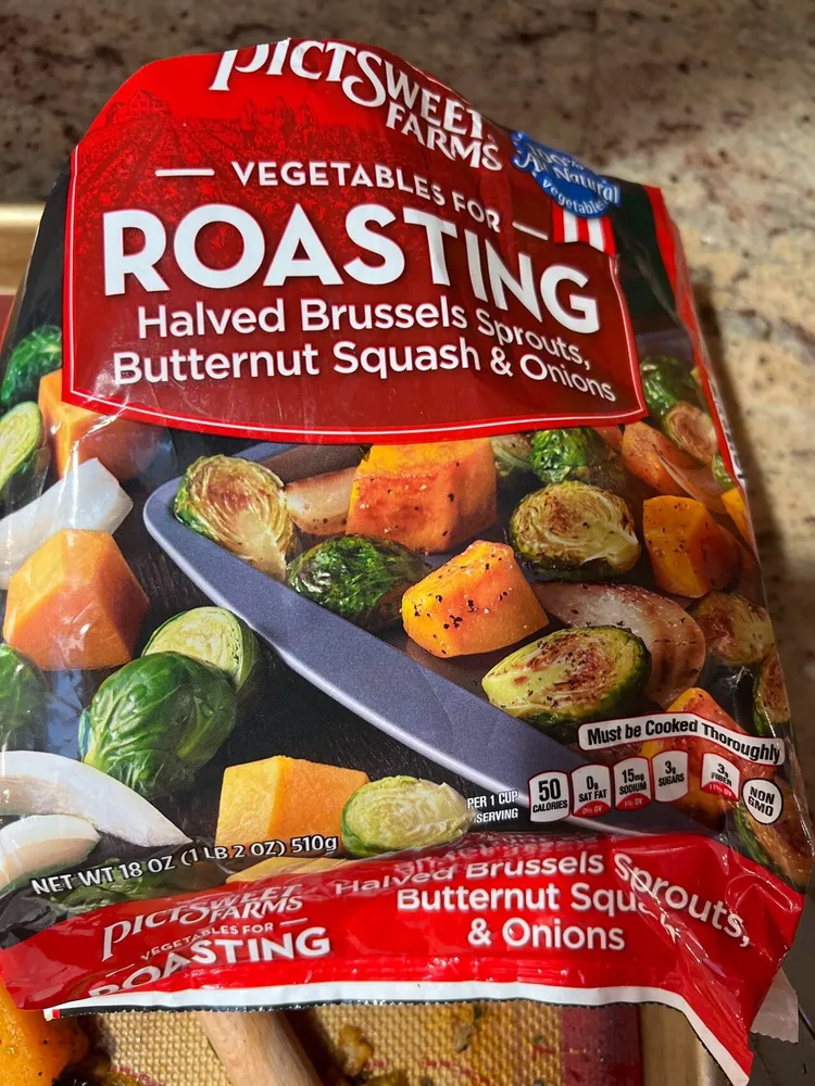 Halved Brussels Sprouts, Butternut Squash & Onions