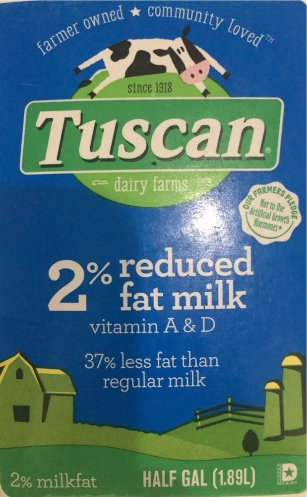 2% reduced fat milk vitamin A & D