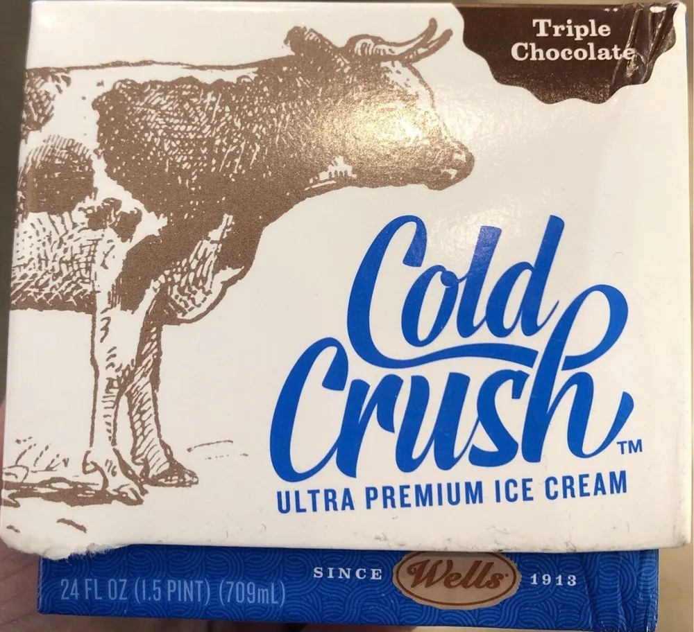 Triple chocolate ultra premium ice cream with fudge swirl and chocolaty chips