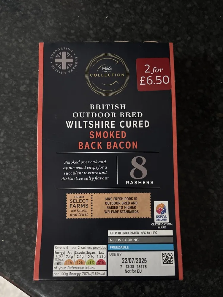 Wiltshire Cured Smoked Back Bacon