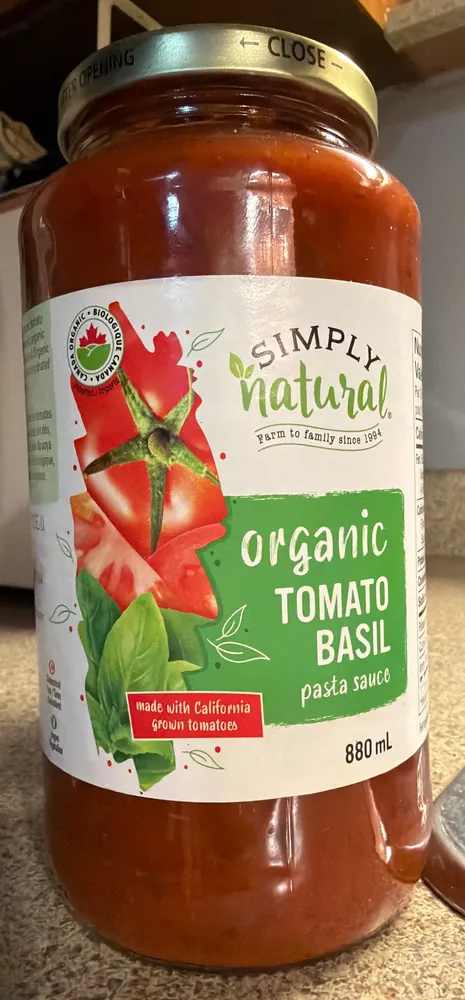 organic TOMATO BASIL pasta sauce