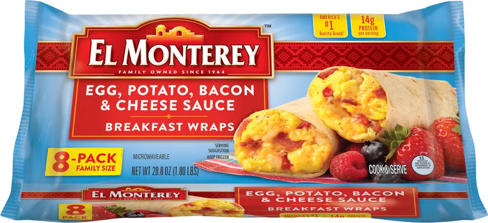 Egg potato bacon & cheese breakfast wrap authentic