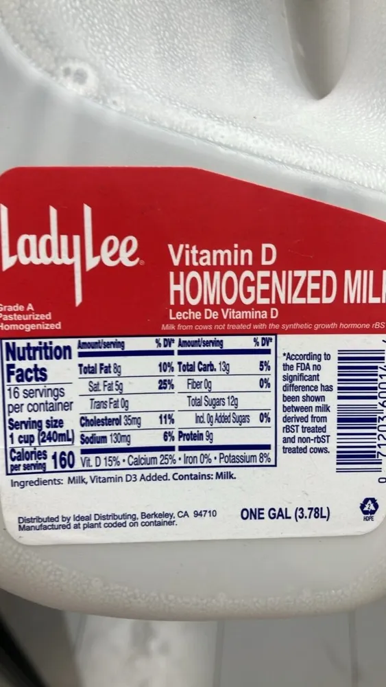 Lady Lee Vitamin D Homogenized Milk