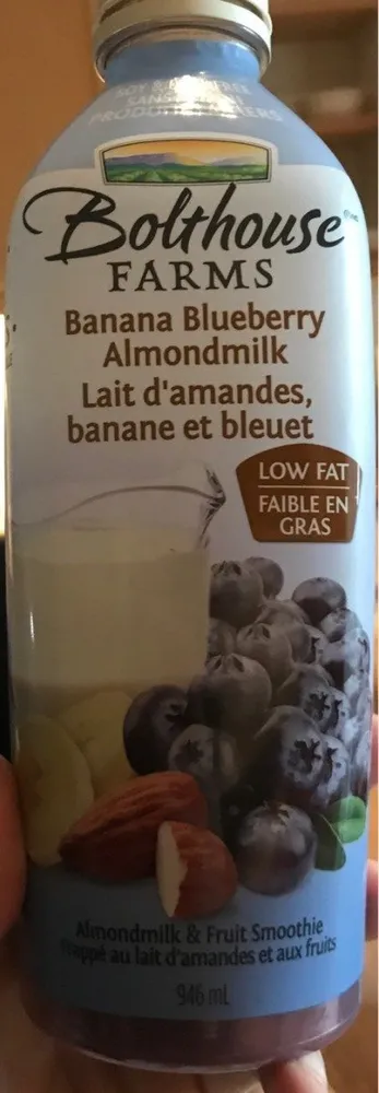 Fruit & almondmilk smoothie, blueberry banana almondmilk
