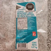 Queso Monterey Jack de leche entera de vaca rallado