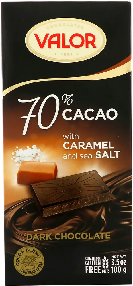 Dark chocolate with caramel sea salt