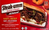 100% beef sliced steaks