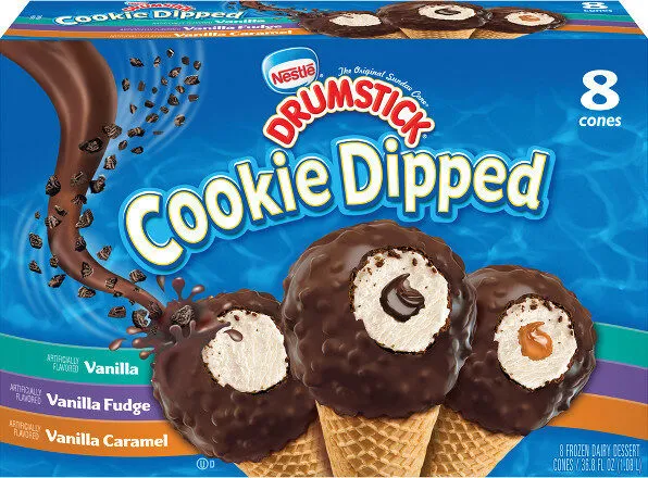 Drumstick cookie dipped ice cream cone
