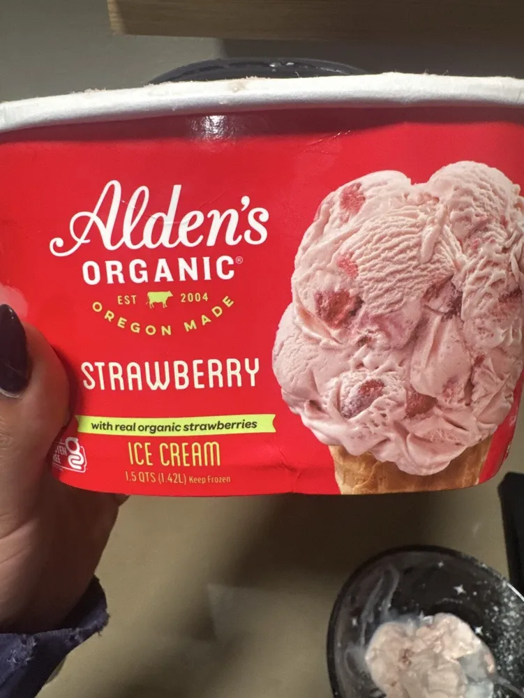 Alden's organic strawberry ice cream