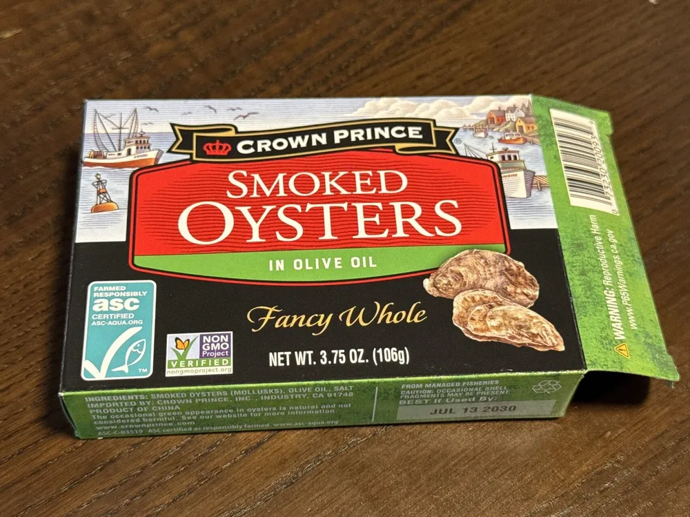 Smoked Oysters in Olive Oil