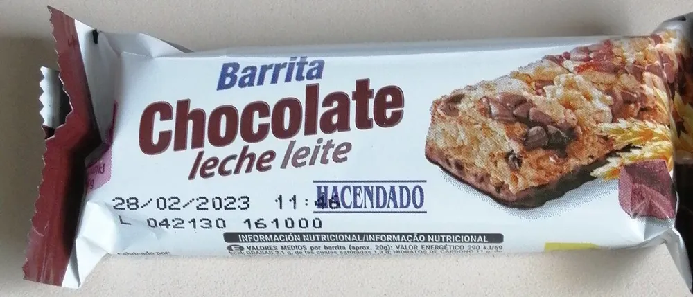 Barritas chocolate con leche
