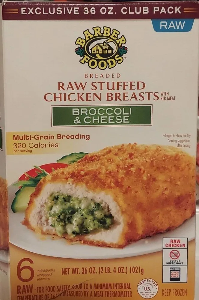 Raw stuffed chicken breast Broccoli and cheese