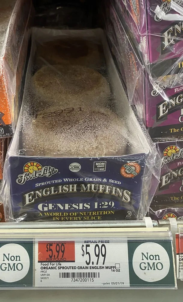 Food for life, genesis 1:29, sprouted whole grain english muffins