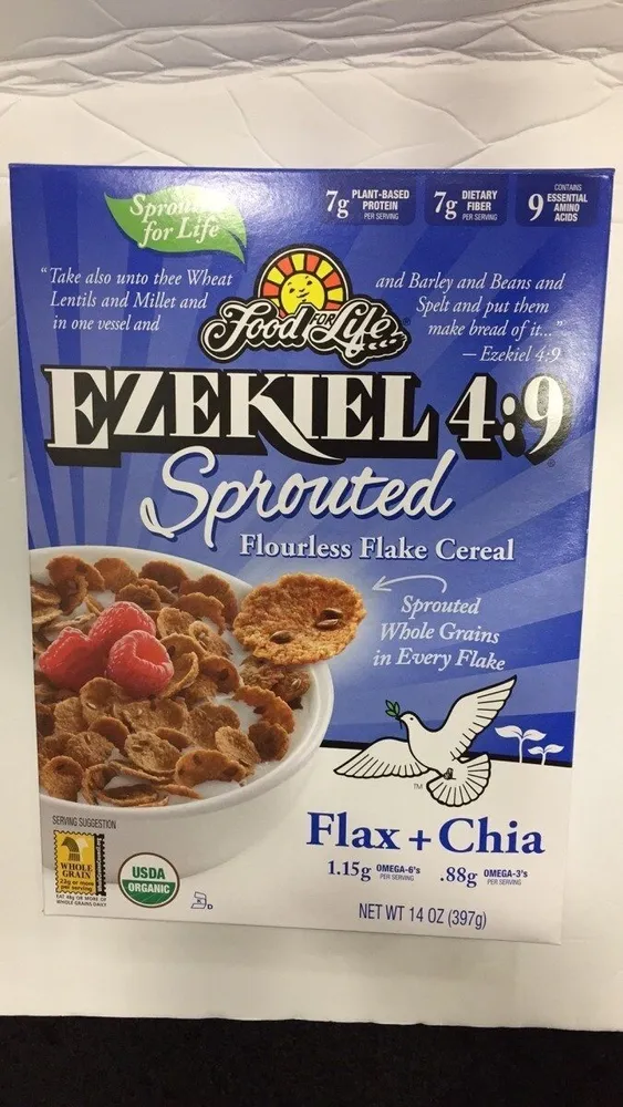 Ezekiel 4:9, Flax + Chia Sprouted Flourless Flake Cereal