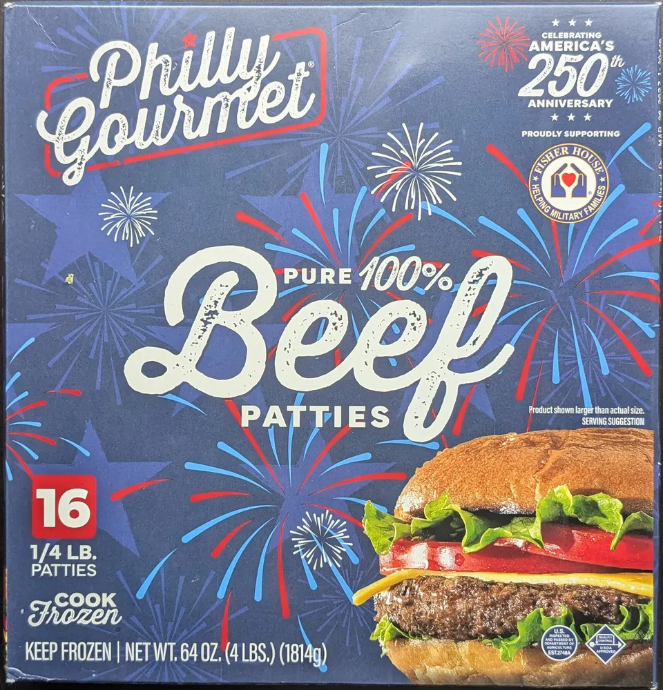100% pure beef patties