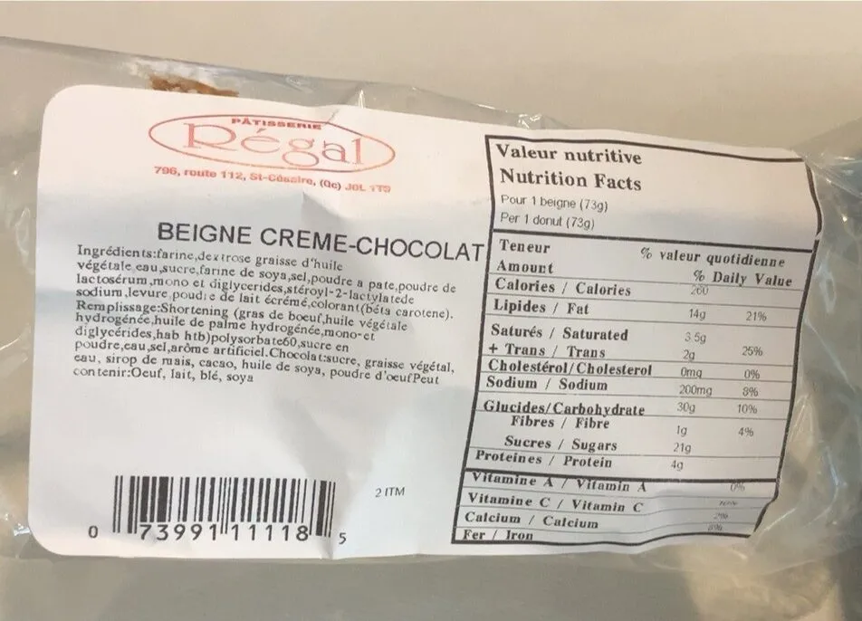 Beigne creme chocolat