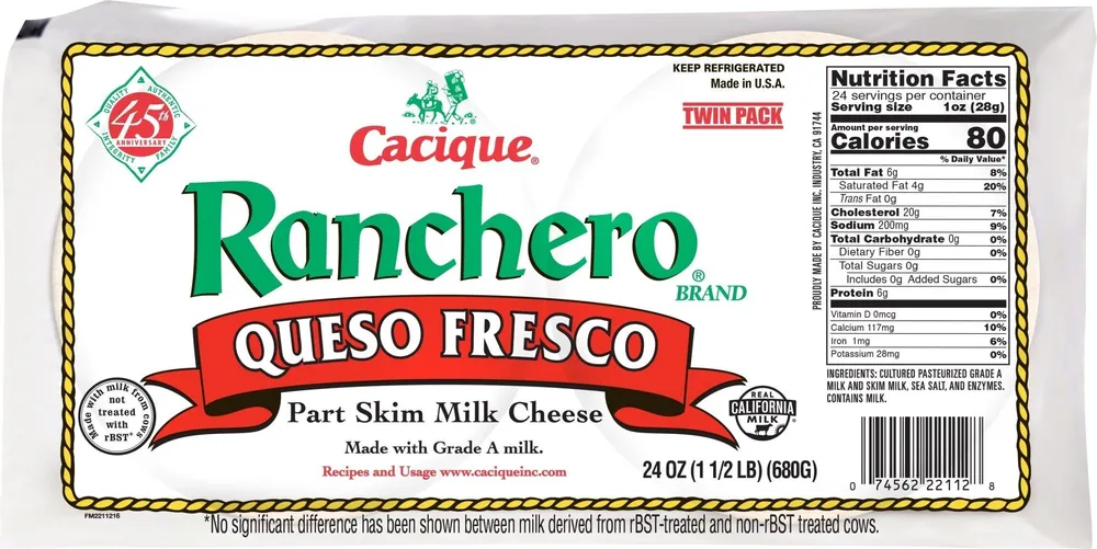 Queso Fresco Part Skim Milk Cheese