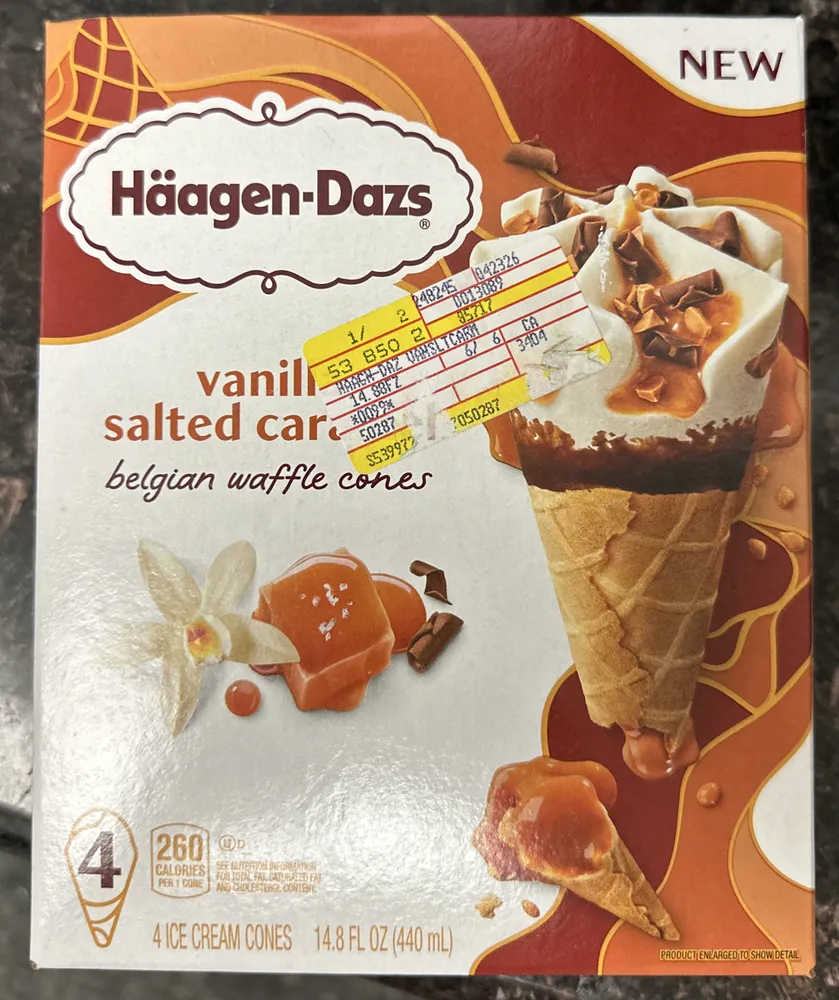 Vanilla Salted Carmel Belgian Waffle Cones