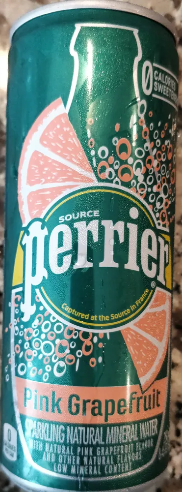 Perrier, sparkling natural mineral water, pink grapefruit