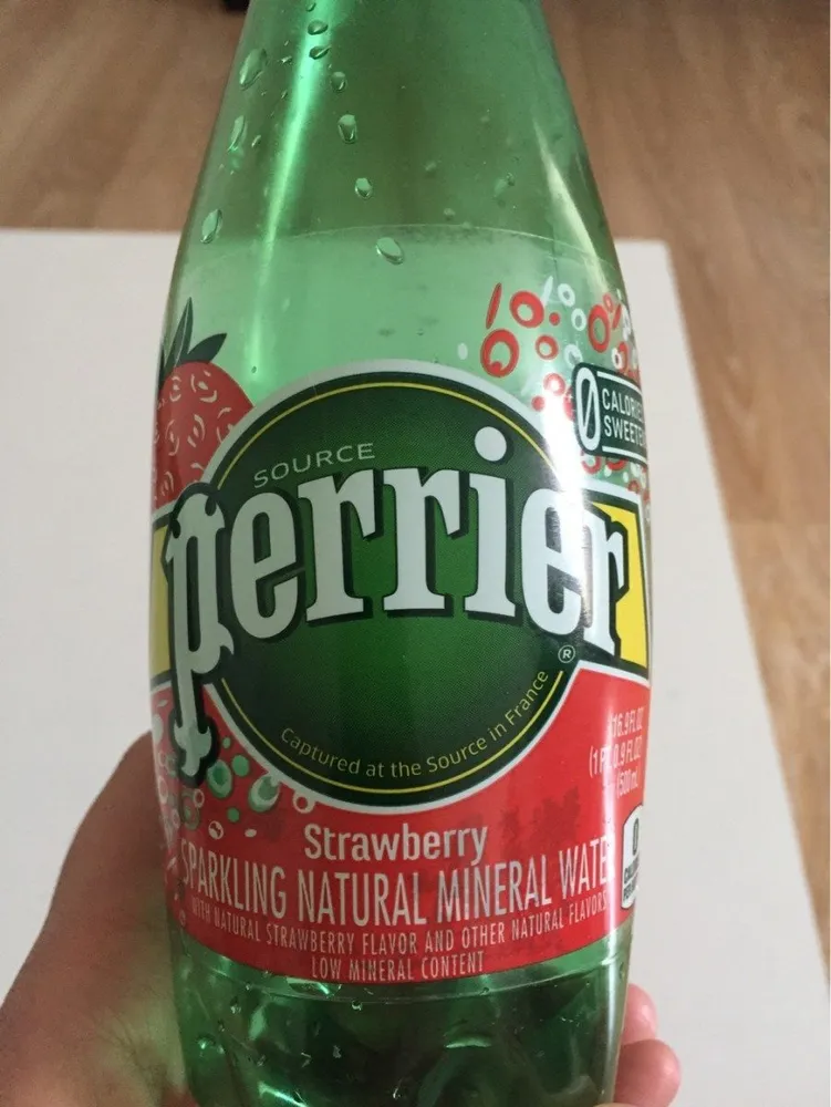 Strawberry flavored carbonated mineral water, strawberry
