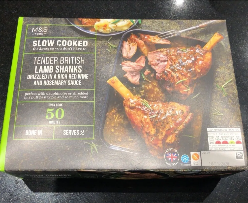 Slow cooked lamb shanks