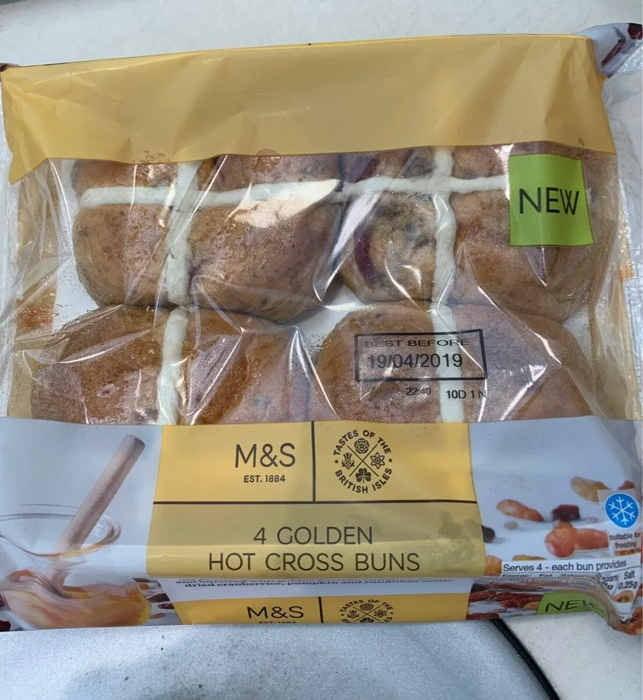 4 golden hot cross buns