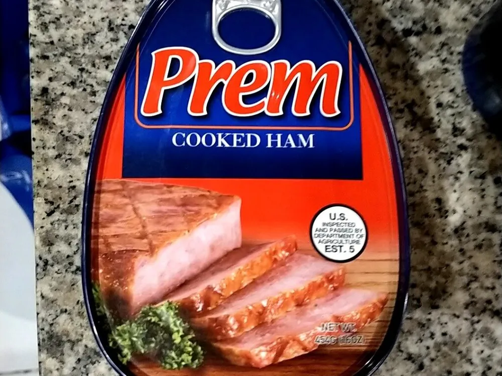 Cooked ham in can