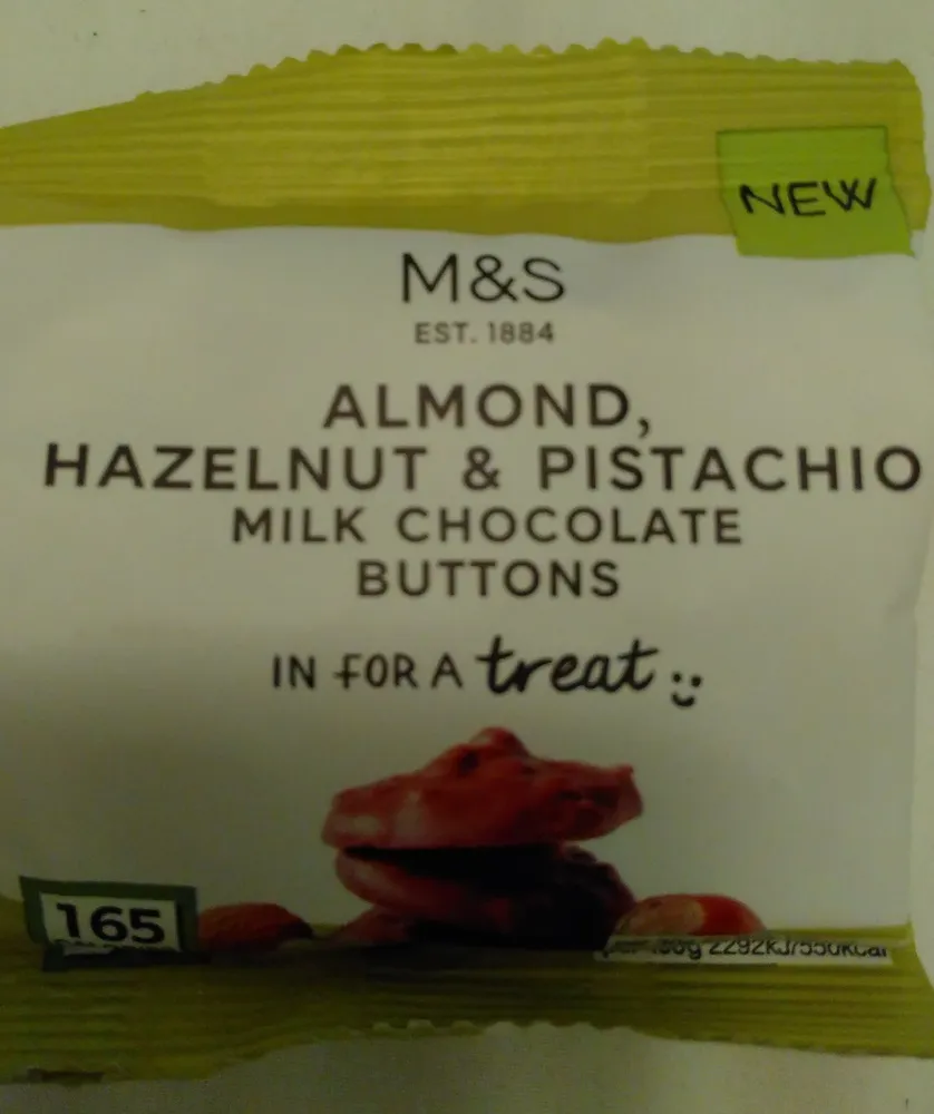ALMOND HAZELNUT & PISTACHIO MILK CHOCOLATE BUTTONS