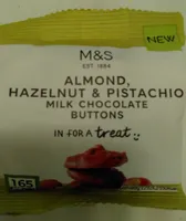 ALMOND HAZELNUT & PISTACHIO MILK CHOCOLATE BUTTONS
