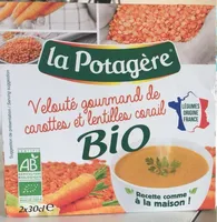 Velouté gourmand carottes et lentilles corail