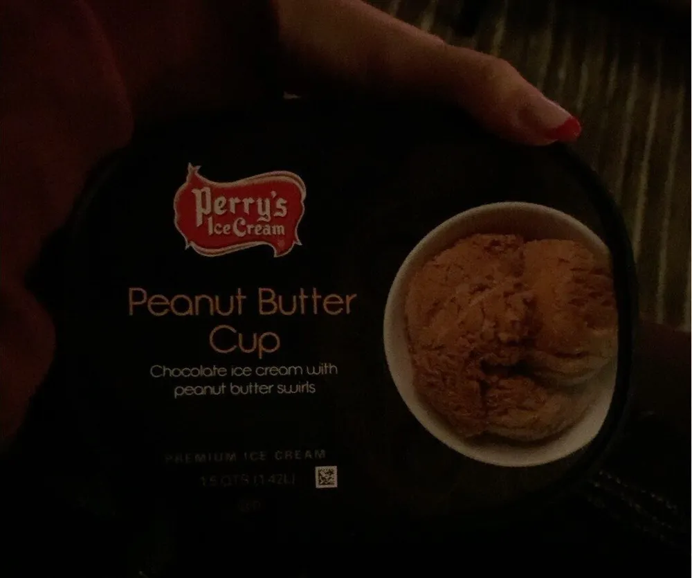 Peanut Butter Cup Chocolate ice cream with peanut butter swirls