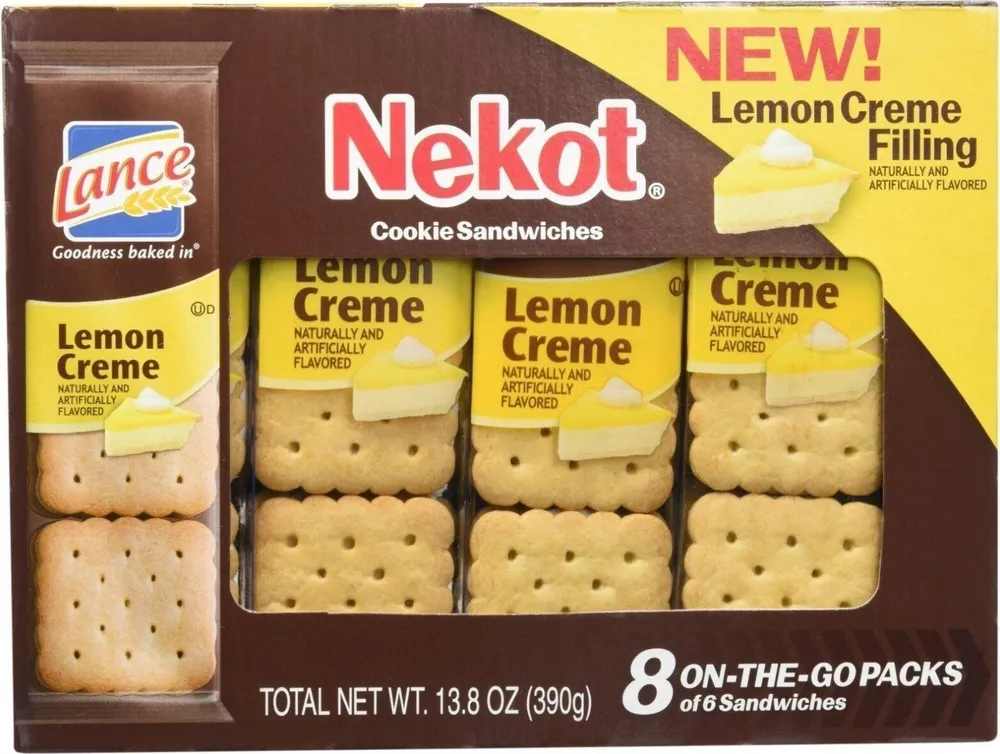 Nekot cookie sandwiches lemon creme filling