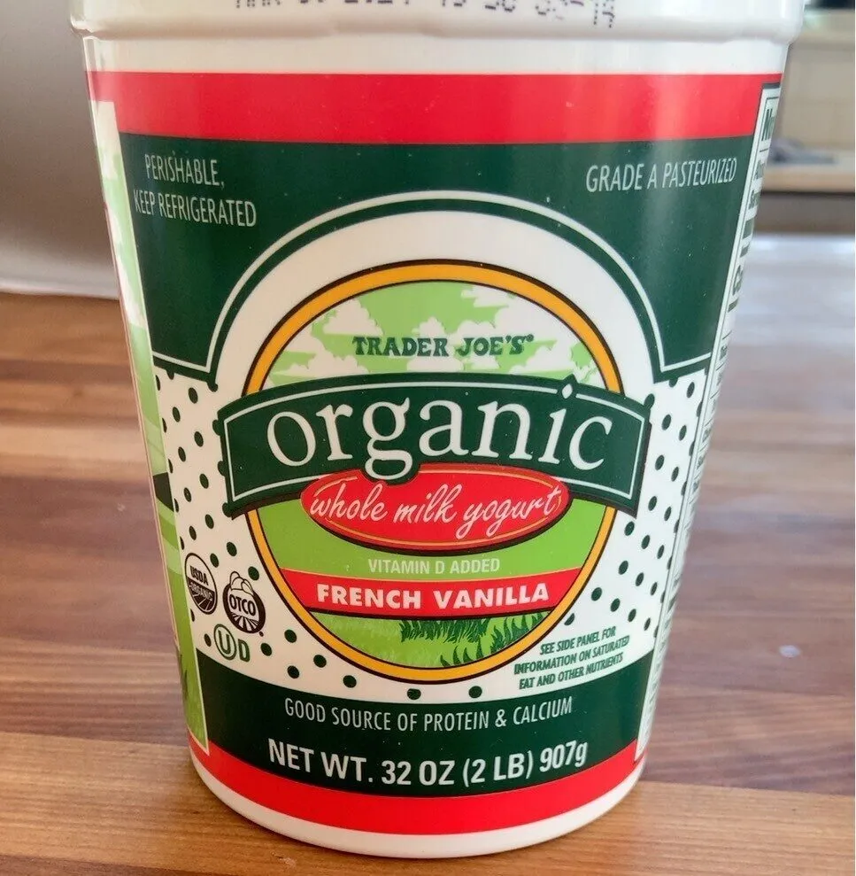 Organic whole milk yogurt french vanilla