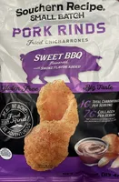 PORK RINDS Fried CHICHARRONES SWEET BBQ flavored with SMOKE FLAVOR ADDED