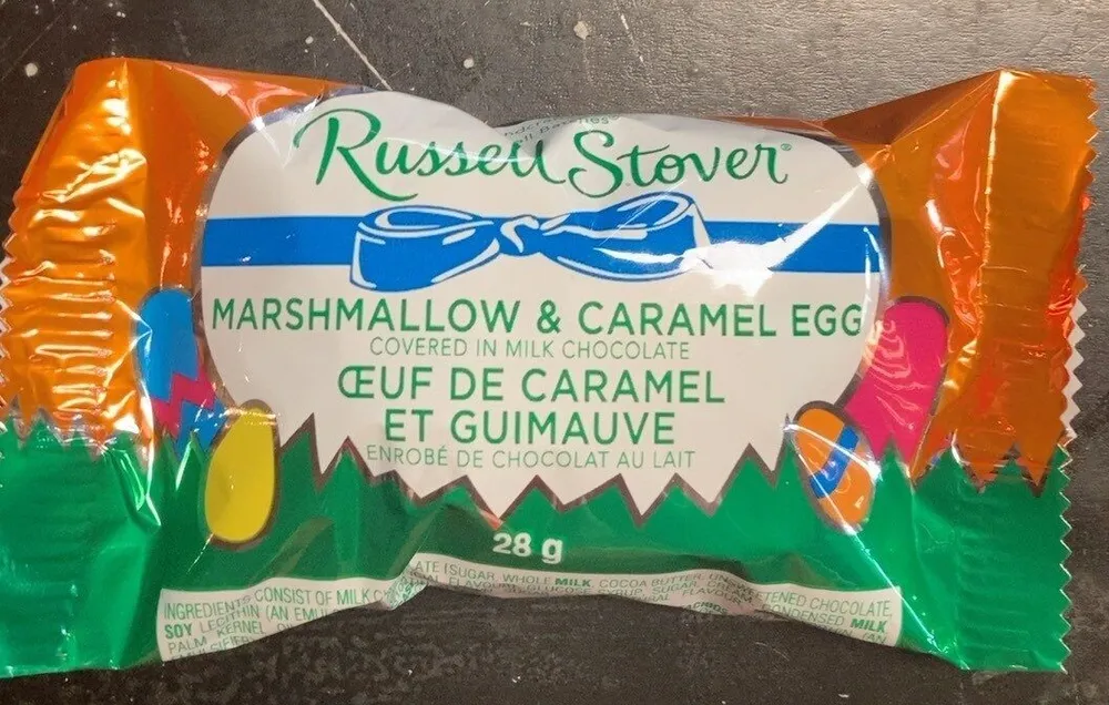 Marshmallow & caramel egg covered in milk chocolate