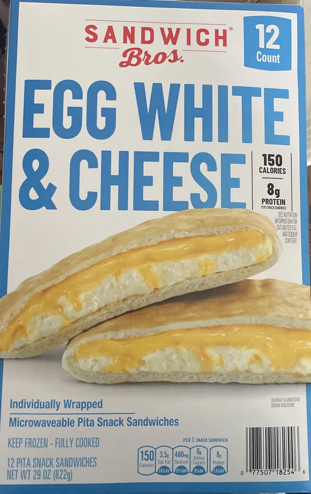 Egg White and Cheese Microwavable Pita Snack Sandwiches
