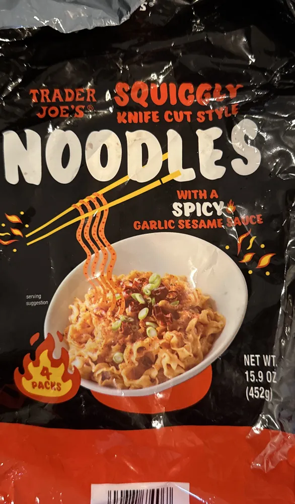 Squiggly Knife Cut Style Noodles with a Spicy Garlic Sesame Sauce