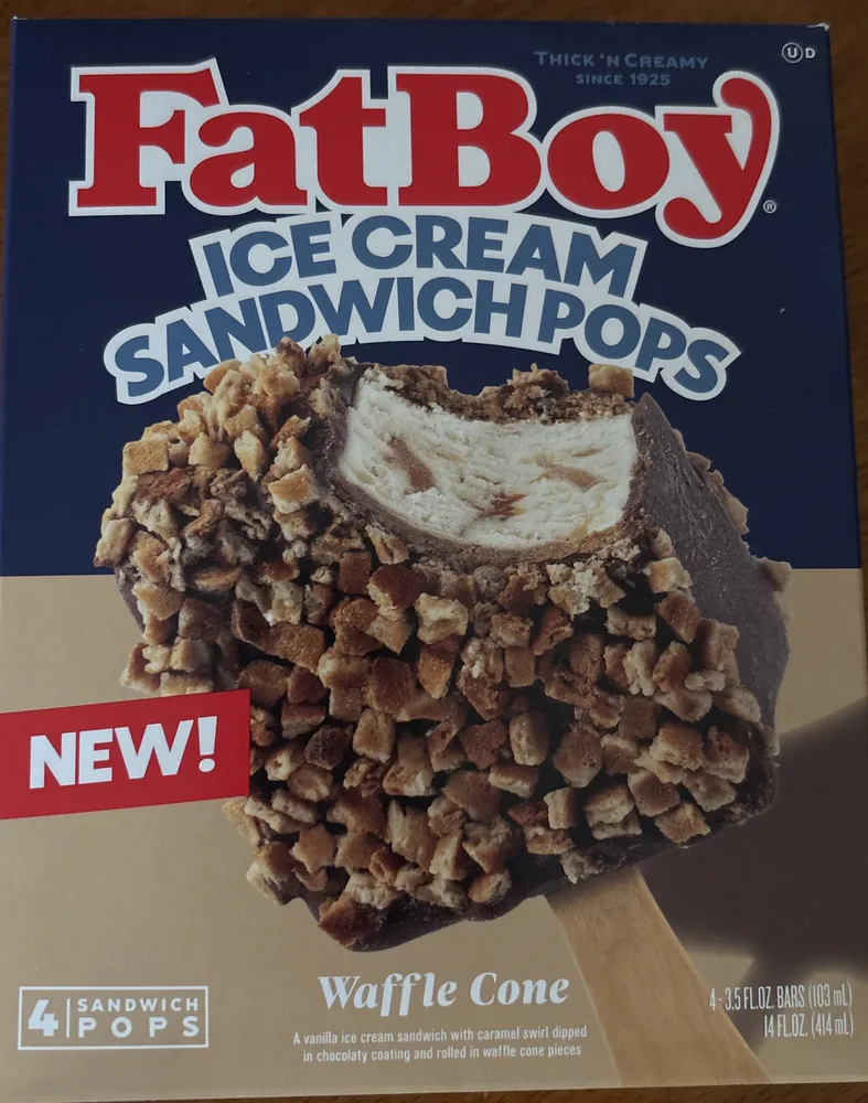 Ice cream sandwich, pops, waffle cone