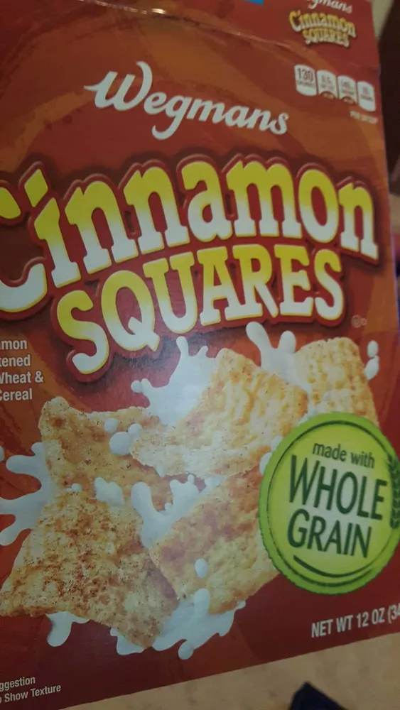 Wegmans, sweetened whole wheat & rice squares cereal, cinnamon