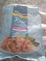 Raw shrimp jumbo tail on peeled and deveined