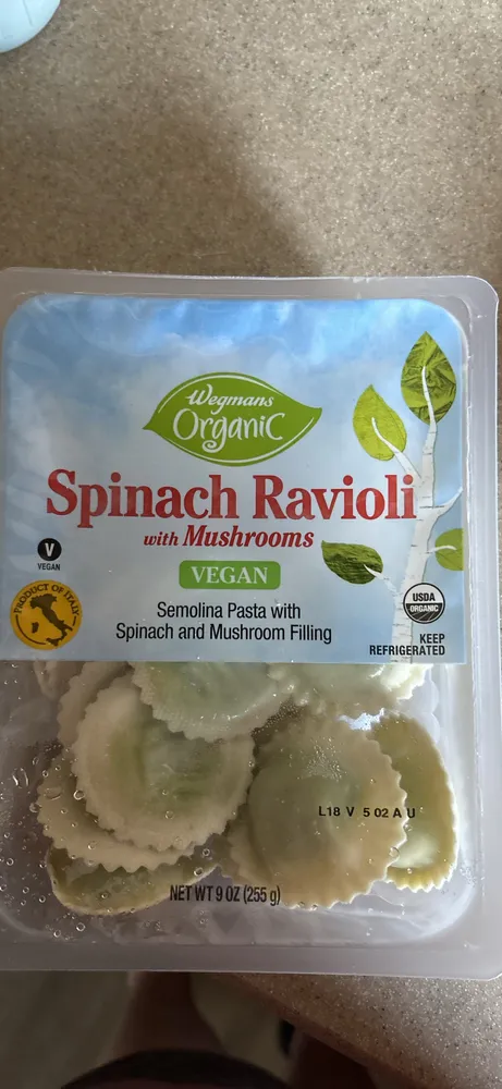 Spinach Ravioli with Mushrooms